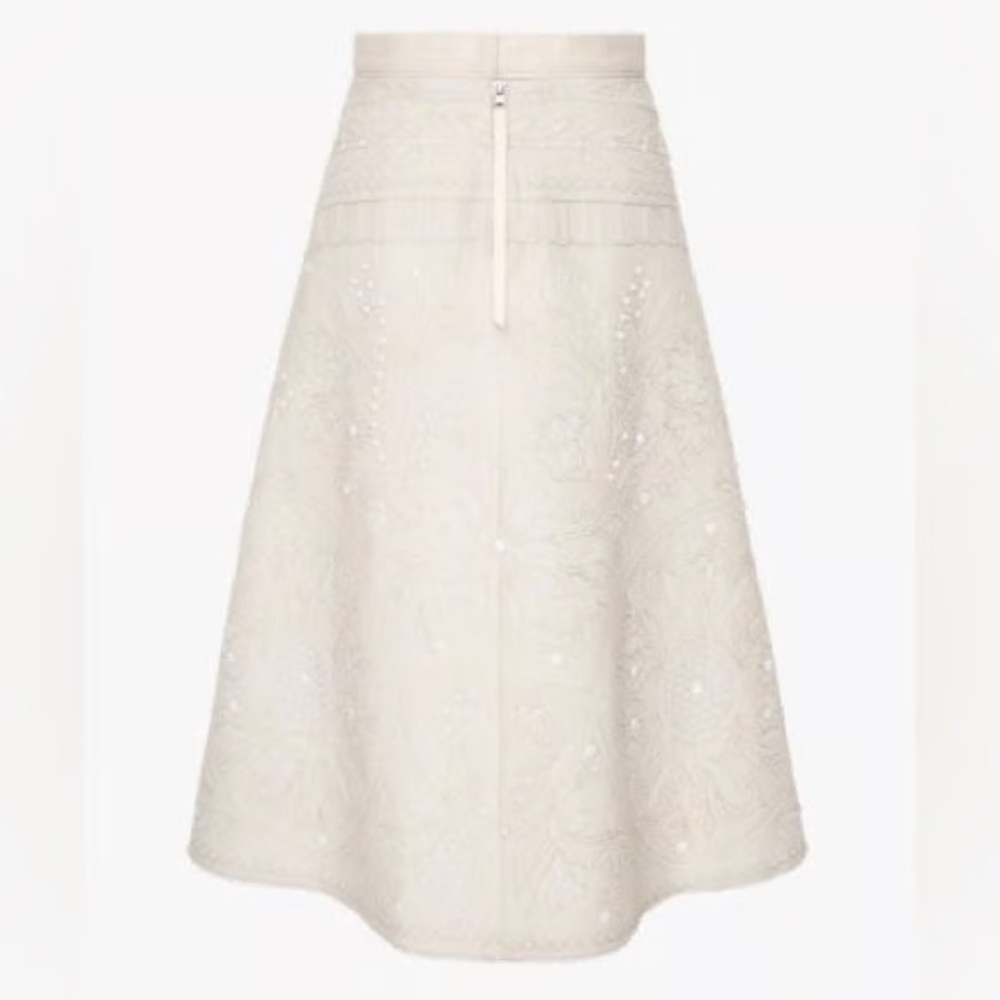 Zara ATELIER Embroiderd Cape skirt limited edition Cream Textured A-Line Skirt - Picture 5 of 11